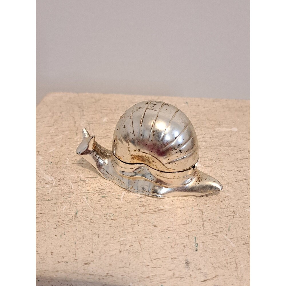 Vintage Silver Plated Snail Shell  With Flip Open Compartment Salt Cellar